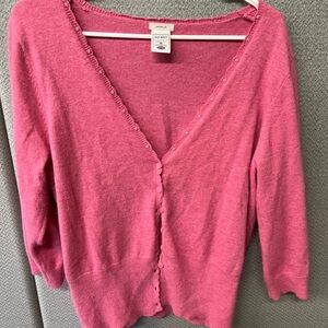 Old Navy retro design pink cardigan rabbit hair, nylon and acrylic blend size XL